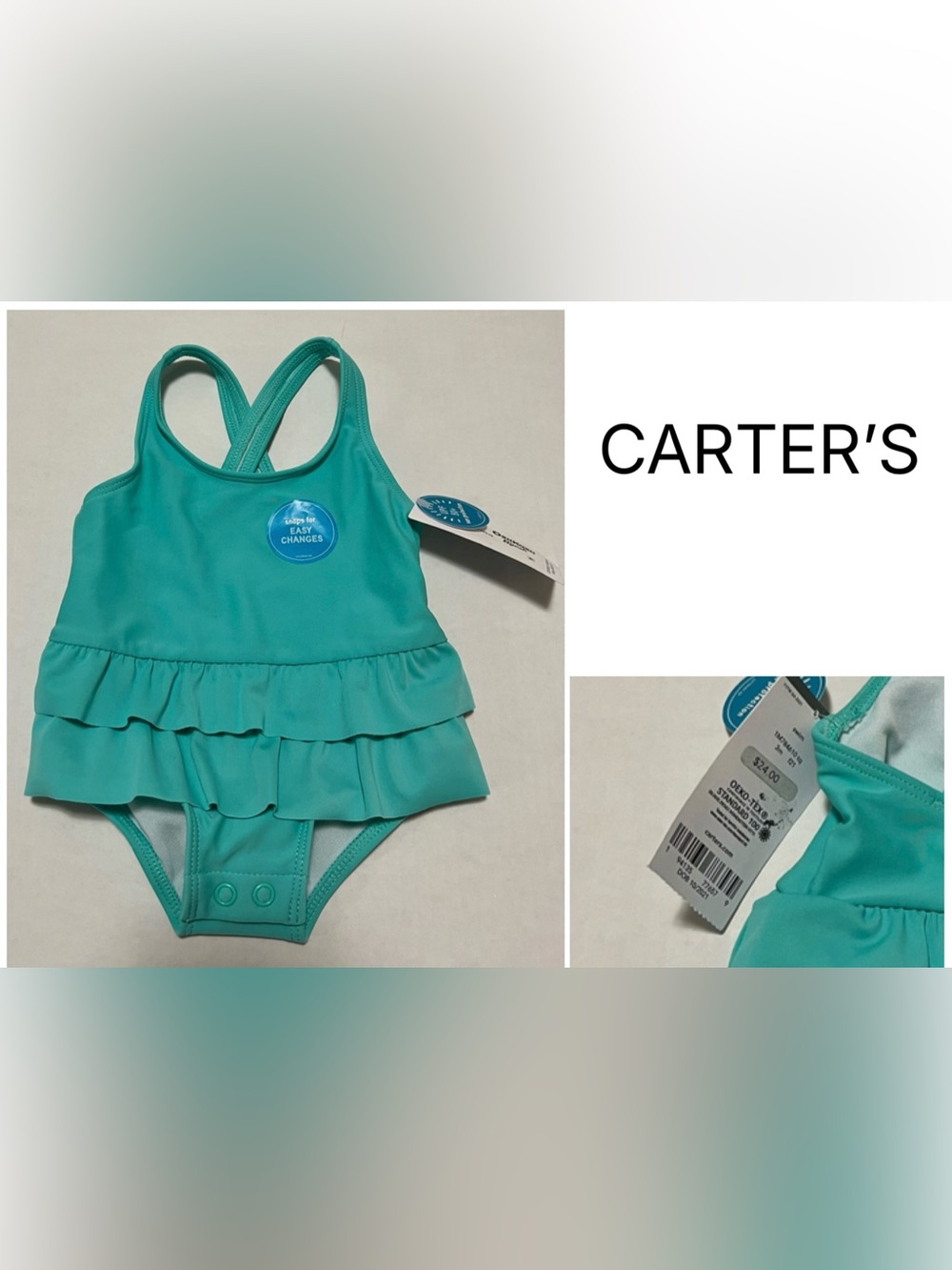 CARTER’S - 3M - NWT - INFANT GIRLS TEAL SWIMSUIT / SWIMWEAR